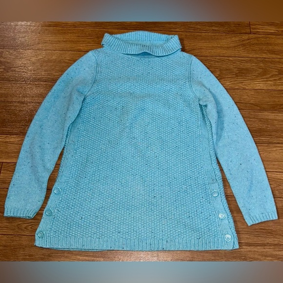 Women’s size small Talbots robins egg blue sweater with speckles, cowl neck new - Picture 2 of 10